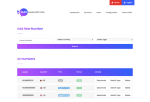Temporary SMS System SaaS – Rent out Foreign Numbers